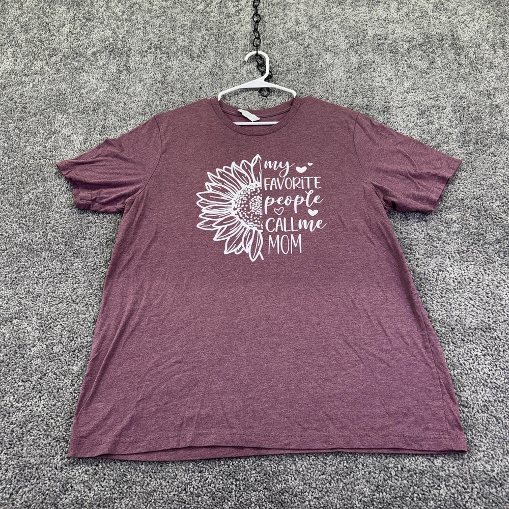 Bella + Canvas Shirt Womens XL Purple Sunflower Mom Graphic Tee Mothers Day